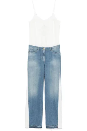 Elisabetta Franchi Jumpsuits & Playsuits, Dam, XL, Denim, Trompe-l`oeil Jumpsuit