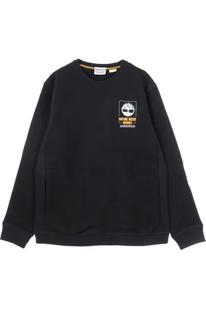 Timberland Sweatshirts & Hoodies, Herr, XL, Bomull, Svart Lätt Crewneck Sweatshirt med Känguruficka