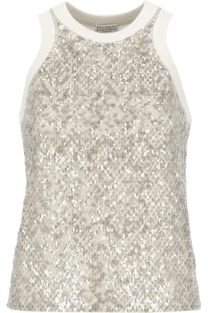 Brunello Cucinelli Topp, Dam, M, Cotton Sequin Top
