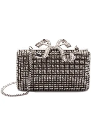 Self-Portrait Väska, Dam, ONE Size, Rosettprydd silverfärgad clutch
