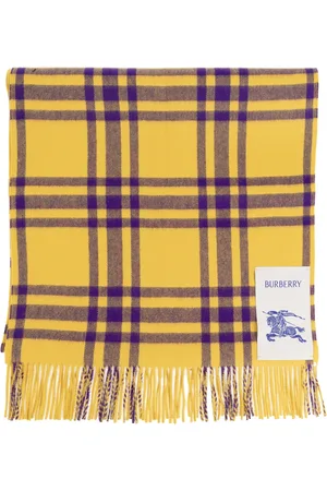 Burberry Accessoarer, unisex, ONE Size, Kashmir, Logo Patch Rutig Halsduk