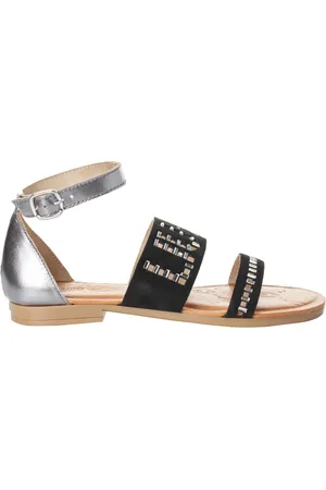 Liu Jo Skor, Dam, 39 EU, Läder, Moderna platta sandaler med metalldetaljer