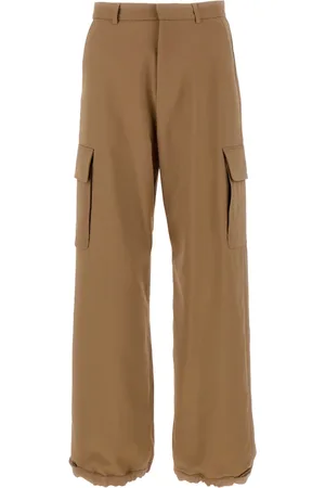 OFF-WHITE Byxor, Herr, S, Polyester, Ow Emb Drill Mid-Rise Wide Leg Byxor