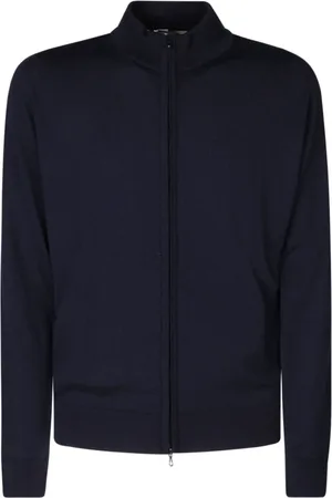 JOHN SMEDLEY Stickade tröjor & koftor, Herr, S, Lyxig Merinoull Zipjacka