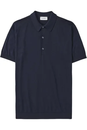 JOHN SMEDLEY Topp, Herr, S, Denim, Navy Stickad Pikétröja Adrian