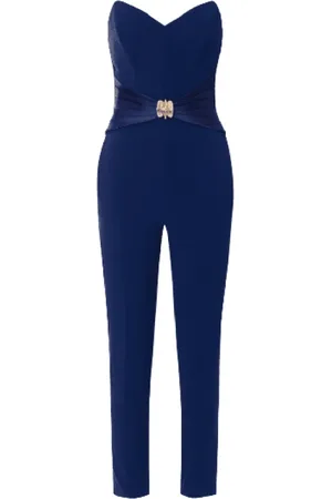 Elisabetta Franchi Jumpsuits & Playsuits, Dam, S, Polyester, Fluid Crêpe Jumpsuit med Stor Rosett