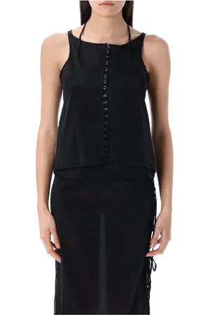 Low Classic Topp, Dam, M, Nylon, Svart Genomskinlig Knappögla Topp