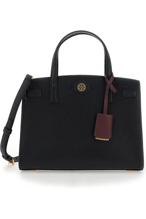 Tory Burch Väska, Dam, ONE Size, Läder, Svart handväska med logoplakett