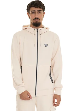 EA7 Sweatshirts & Hoodies, Herr, L, Polyester, Hooded Zip Sweatshirt with Contrast Profiles