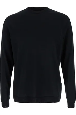 LOW BRAND Stickade tröjor & koftor, Herr, M, Läder, Svart Crewneck Jumper Tröja