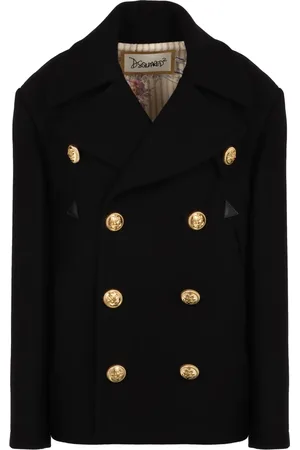 Dsquared2 Kappa, Dam, M, Polyester, Dubbelknäppt Ullblandning Peacoat