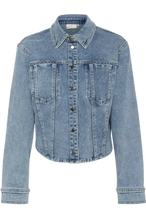 Kaffe Jacka, Dam, 3Xl, Denim, Denim Skjortblus med Smarta Detaljer