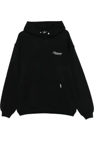 Represent Sweatshirts & Hoodies, Herr, L, Bomull, Svart huvtröja med logotryck