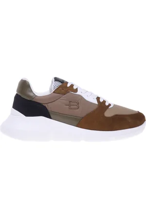 BALDININI Skor, Herr, 42 1/2 EU, Cognac suede and white mesh trainer