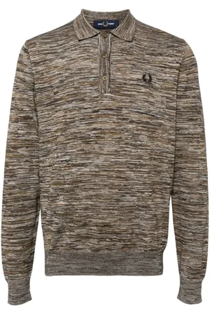 Fred Perry Stickade tröjor & koftor, Herr, M, Bomull, Space Dye Knit Långärmad Tröja