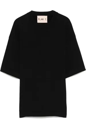 Plan C Topp, Dam, S, Polyester, Stickad T-shirt med Raffinerad Textur