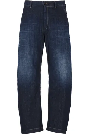 Dsquared2 Jeans, Herr, L, Bomull, Blå jeans med fem fickor och distressed-effekt