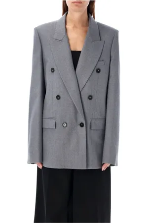 Stella McCartney Jacka, Dam, S, Bomull, Double-Breasted Blazer Ljusgråmelerad