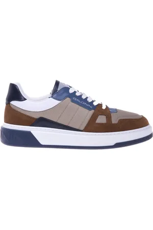 BALDININI Skor, Herr, 43 EU, Cognac suede and beige mesh trainer