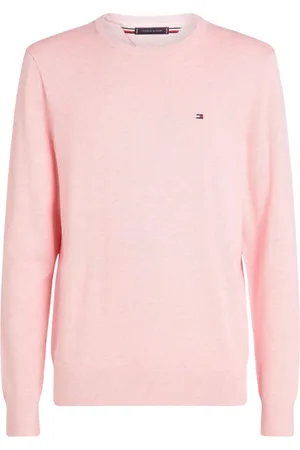 Tommy Hilfiger Stickade tröjor & koftor, Herr, S, Bomull, Essentiell Rosa Tröja Lättviktig Bomull