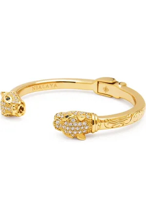 Nialaya Accessoarer, Herr, S, Guld CZ Panter Armring