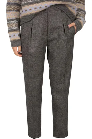 Brunello Cucinelli Byxor, Dam, S, Flanellbyxor med hög midja och sportig design