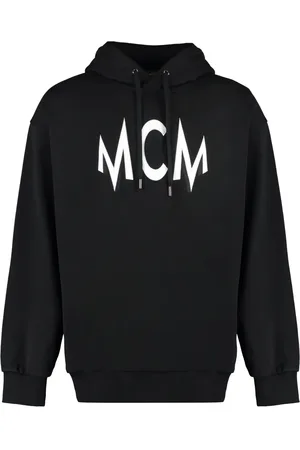 MCM Sweatshirts & Hoodies, Herr, L, Bomull, Intarsia Bomullshoodie med Ribbade Manschetter