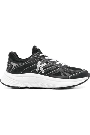 Kenzo Skor, Herr, 43 EU, Svart Mesh Sneakers Logo Print