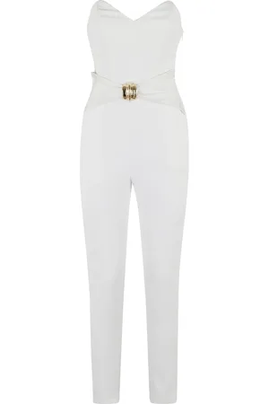 Elisabetta Franchi Jumpsuits & Playsuits, Dam, XS, Polyester, Ivory Hjärt Hals Ärmlös Jumpsuit