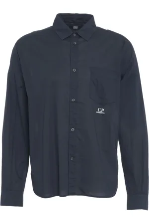 C.P. Company Skjorta, Herr, L, Bomull, Blått Logoskjorta med Kentkrage