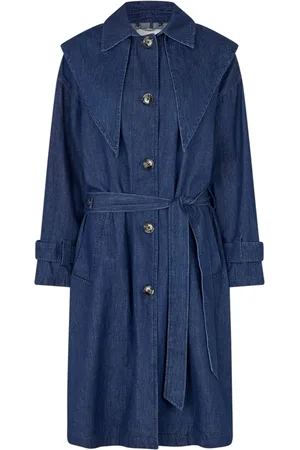 Masai Klänning, Dam, L, Denim, Klassisk Denimjacka med Bälte och Scarf