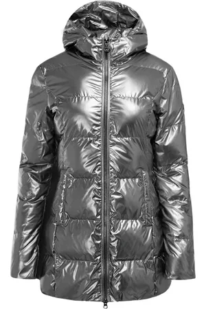 EA7 Jacka, Dam, L, Polyester, Quilted Damjacka Silver Metallic