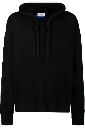 OFF-WHITE Sweatshirts & Hoodies, Herr, S, Bomull, Svart 3D Diag Knit Hoodie