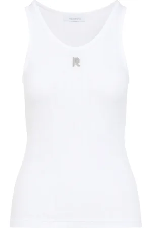 Paco rabanne Topp, Dam, XS, Bomull, Logo-Plaque Sleeveless Tank Top