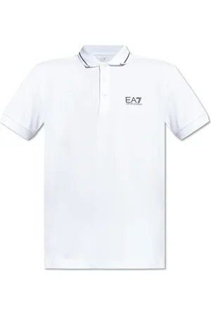 EA7 Topp, Herr, 2Xl, Bomull, Pikétröja i bomull med tryckt logotyp