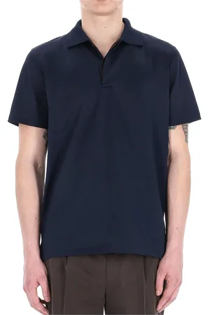 MOORER Topp, Herr, L, Bomull, Blå Bomull Jersey Polo Tröja