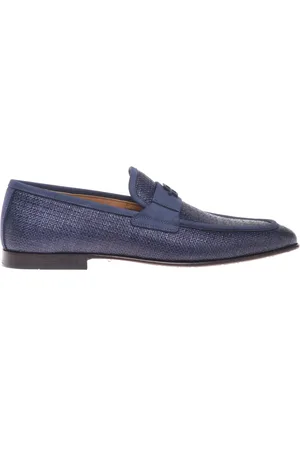 BALDININI Skor, Herr, 41 EU, Raffia and nubuck loafer