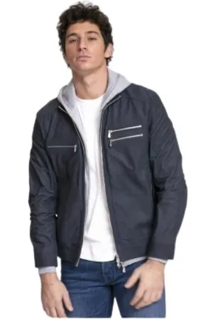 Brunello Cucinelli Jacka, Herr, L, Läder, Navy Läder Blouson Jacka