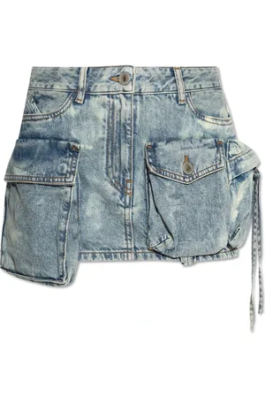 The Attico Kjol, Dam, W27, Denim, Kort Cargo Kjole i Denim