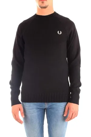 Fred Perry Stickade tröjor & koftor, Herr, S, Bomull, Tröja med kontrasterande textur och rund hals