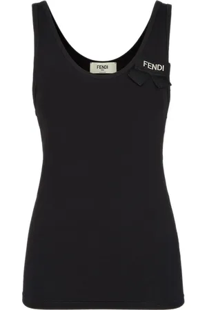 Fendi Topp, Dam, L, Bomull, Ärmlös Topp i Bomullsjersey