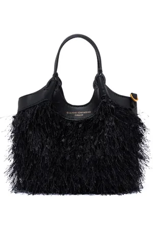 Gianni chiarini Väska, Dam, ONE Size, Läder, Svart fransig axelväska