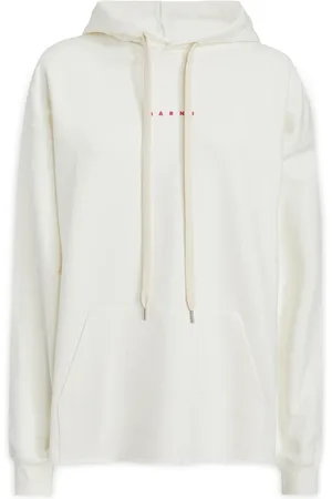 Marni Sweatshirts & Hoodies, Dam, 3Xs, Bomull, Långärmad hoodie med logotryck