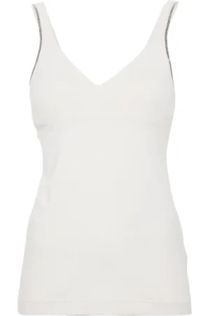 Brunello Cucinelli Topp, Dam, M, Bomull, Tanktop med kedjedetalj
