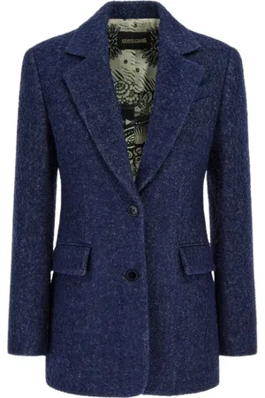 Roberto Cavalli Jacka, Dam, S, Polyester, Mörkblå Dubbelknäppt Blazer