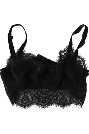Dolce & Gabbana Underkläder, Dam, S, Läder, Svart blommig spets bralette underkläder