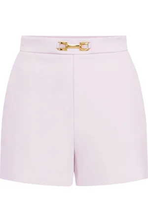 Elisabetta Franchi Shorts, Dam, M, Polyester, Gold Metal Detalj Flik Knapp Shorts