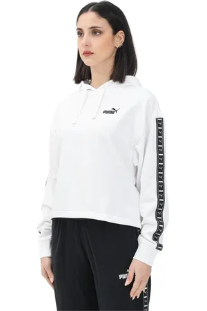 PUMA Sweatshirts & Hoodies, Dam, S, Vit Hoodie med Tape Design