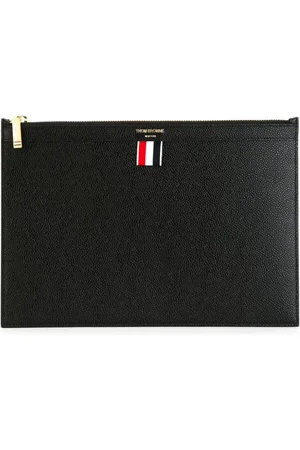 Thom Browne Accessoarer, Herr, ONE Size, Läder, Svart Tabletthållare Väska