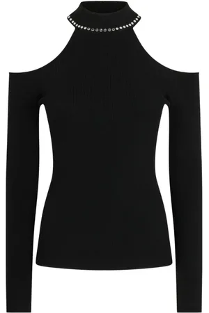 Liu Jo Stickade tröjor & koftor, Dam, S, Polyester, Elegant Nero Sweater